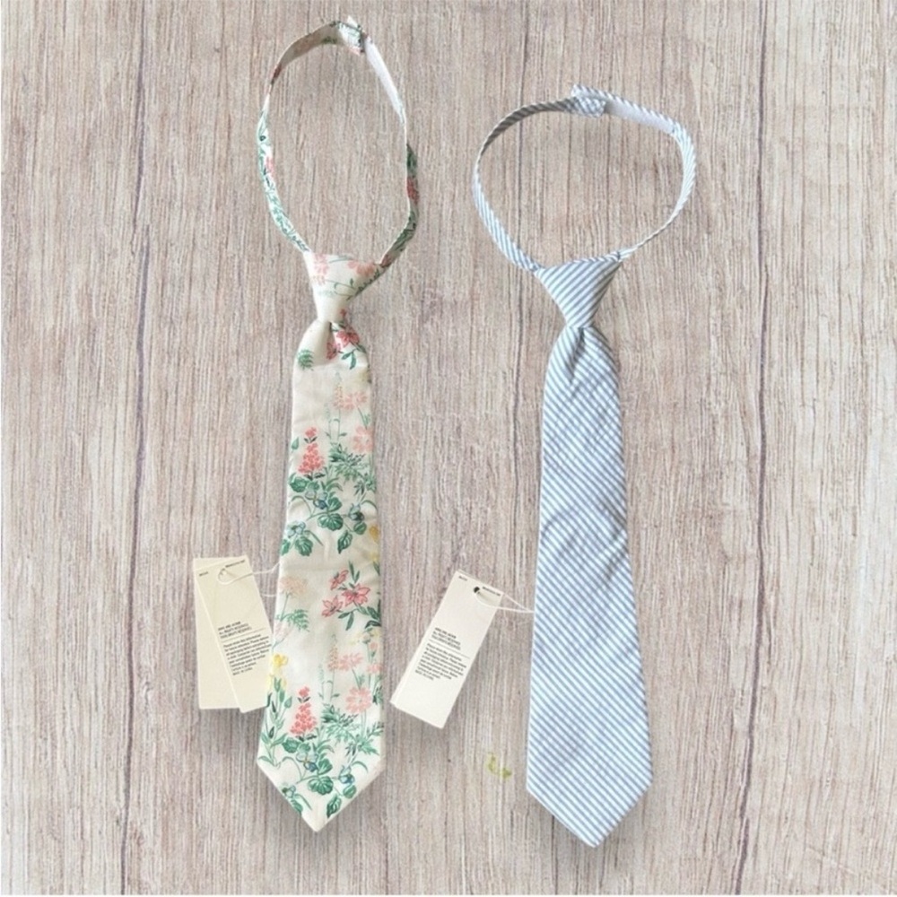NWT Janie and Jack Floral and Striped Kids Ties set